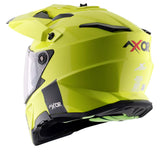 AXOR X-CROSS CASCO DOBLE VISERA DEPORTIVO DUAL MOTOCICLETA AMARILLO FLUOR