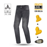 BELA - PANTALÓN DENIM JEANS ROCKER NEGRO VAQUERO