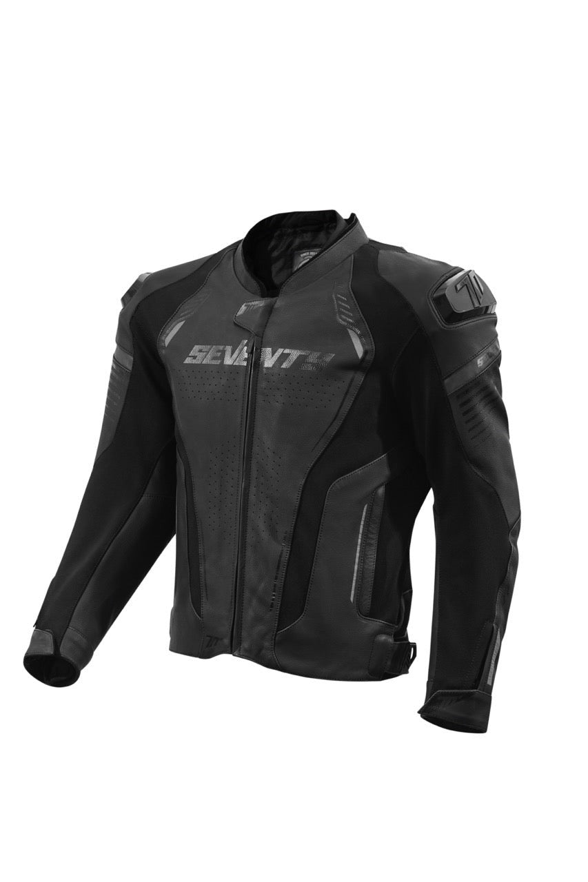 SEVENTY SD-JL24 Spoiler Chaqueta de motociclista negra para hombre