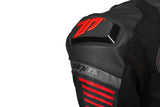 SEVENTY SD-JL24 Spoiler Chaqueta de cuero para motocicleta para hombre negra/roja