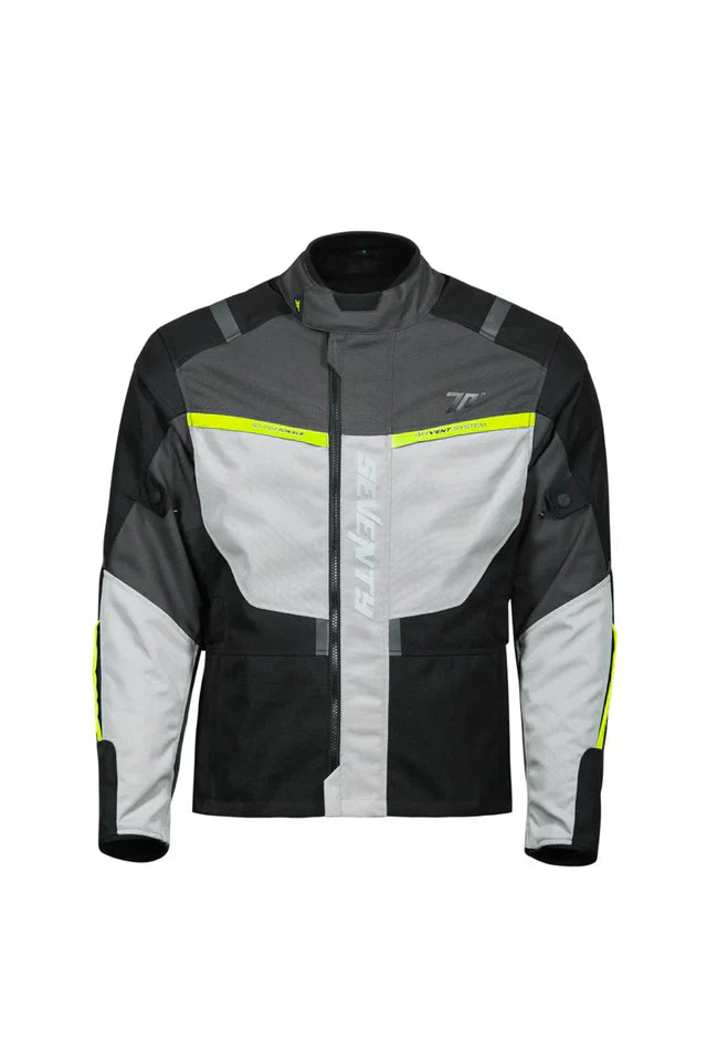 SEVENTY SD-JT83 TONALE Chaqueta de moto para hombre Negro/gris/amarillo flúor