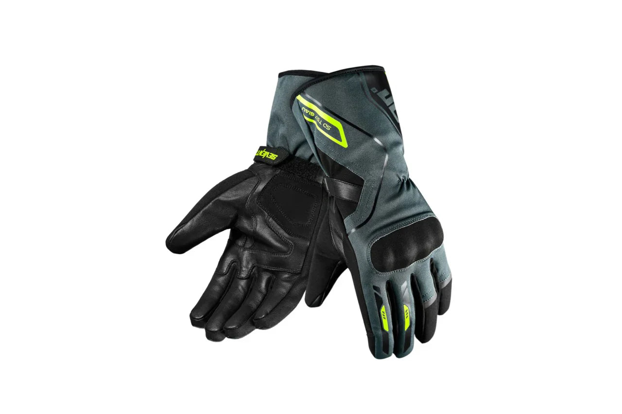 SEVENTY SD-T57 GIAU Guantes De Moto De Invierno Para Hombre Negro/Gris/Amarillo Fluor