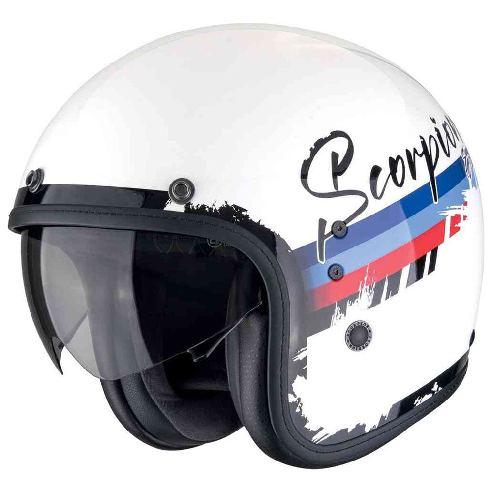 SCORPION BELFAST EVO ADONIS ABIERTO CASCO Blanco Rojo Azul