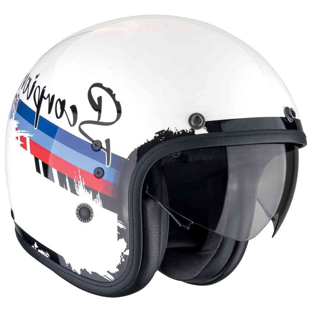 SCORPION BELFAST EVO ADONIS ABIERTO CASCO Blanco Rojo Azul