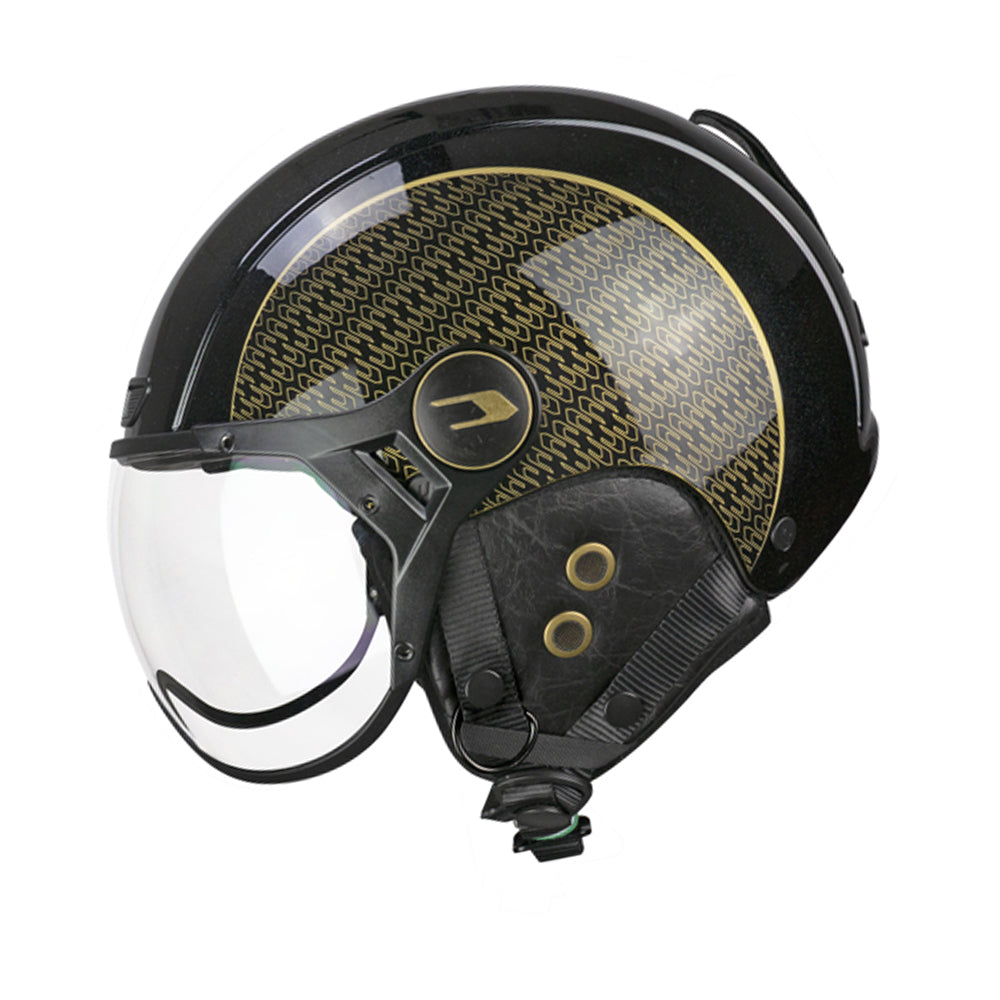 CGM 801G JET EBI GOLD Abierto Casco Negro Perla Oro - CASCO