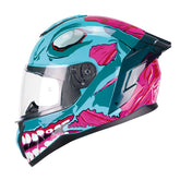 CGM 330U RIOT UNDEAD Integral Moto Casco Azul Rosa