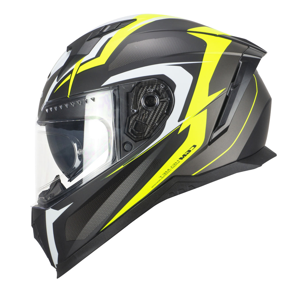 CGM 311R BLAST RACE Integral Moto Casco Negro Amarillo Fluo