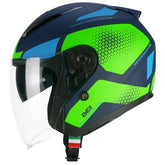 CGM 136G DNA GALAXY JET CASCO MOTO AZUL VERDE FLUO OPACO - CASCO