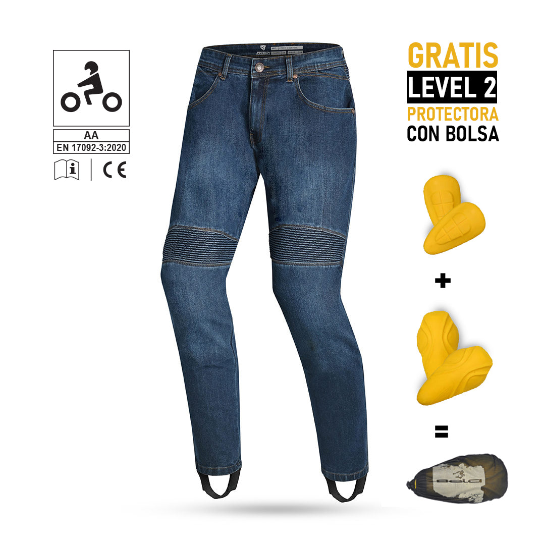 R-TECH- Pantalón Denim Vaquero Valencia CE Jeans Azul 34L - PANTALON