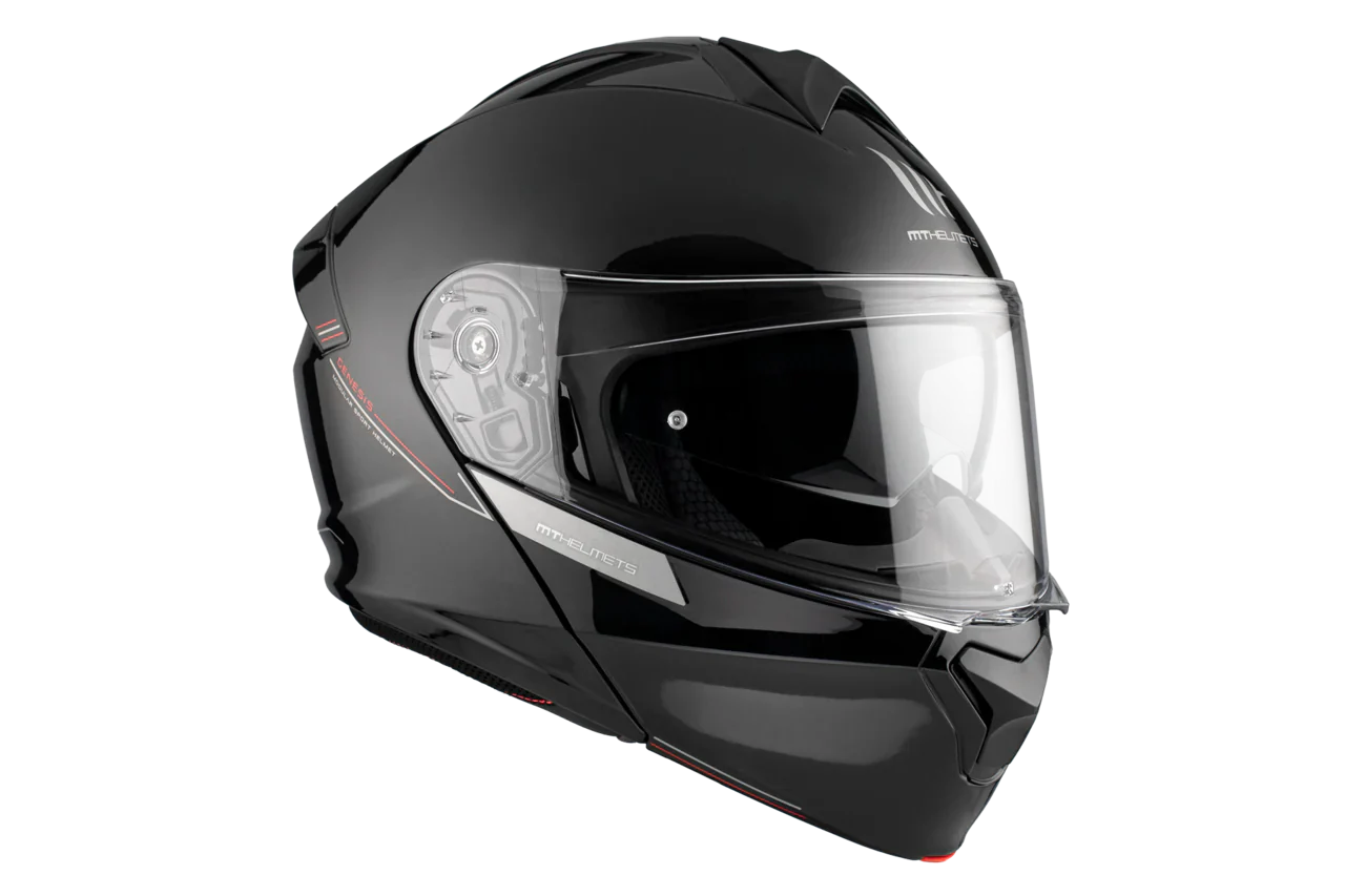 MT Genesis SV Solid A1 abatible, negro brillante Casco de motocicleta