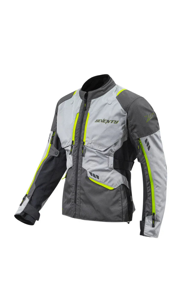 SEVENTY SD-JT67 TANAMI Chaqueta De Moto Para Hombre Negro/Gris/Amarillo Fluorescente