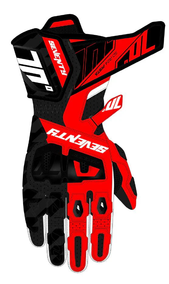 SEVENTY SD-R24 PISTA Guantes De Cuero Para Moto Para Hombre Negro Rojo