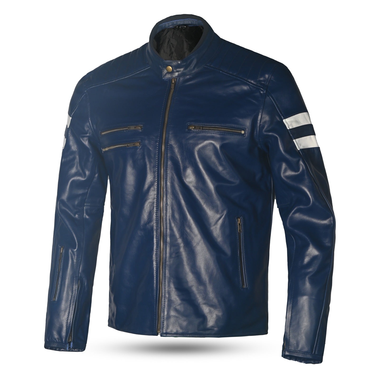 BELA-MILANO CHAQUETA PIEL MODA AZUL/BLANCO - SECURTEX MOTOR S.L (t/a MaximoMoto)