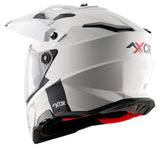 AXOR X-CROSS CASCO DOBLE VISERA DEPORTIVO DUAL MOTOCICLETA BLANCO PERLA