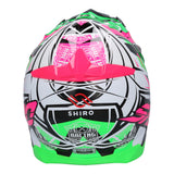 SHIRO MX-917 THUNDER 3 Casco de moto De Motocross ROSA_VERDE FLUOR