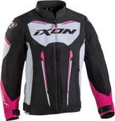 IXON STRIKER AIR L Niños Textil Moto Chaqueta Negro, Blanco Fucsia