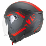 CGM 126G IPER CITY Casco Jet De Moto Negro Rojo Opaco