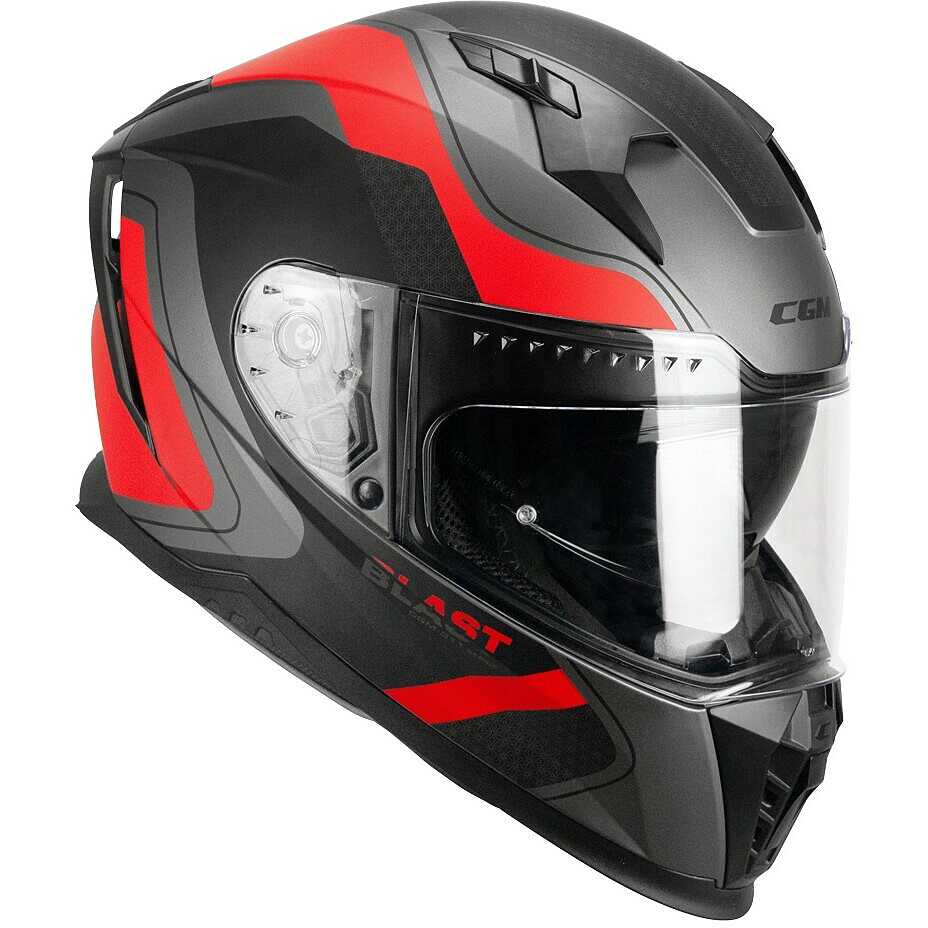 CGM 311R BLAST RACE Integral Moto Casco Rojo Antracita Mate