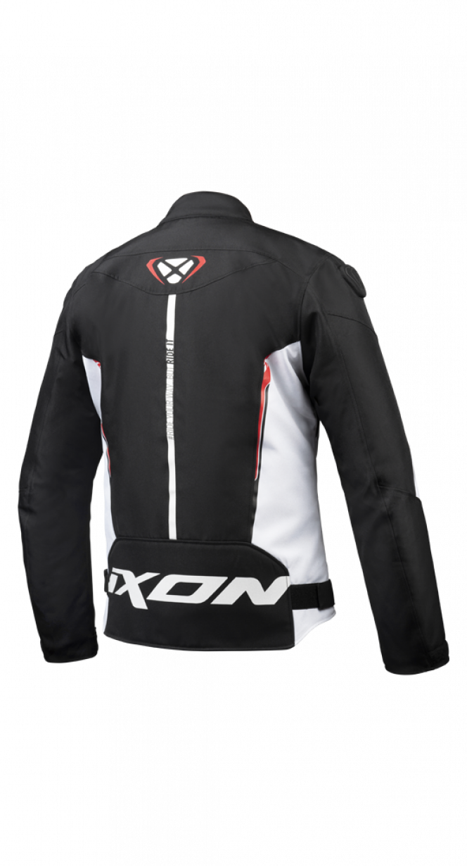 IXON CORDOLO Hombre Textil Moto Chaqueta Negro Blanco Rojo