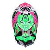 SHIRO MX-917 THUNDER 3 Casco de moto De Motocross ROSA_VERDE FLUOR
