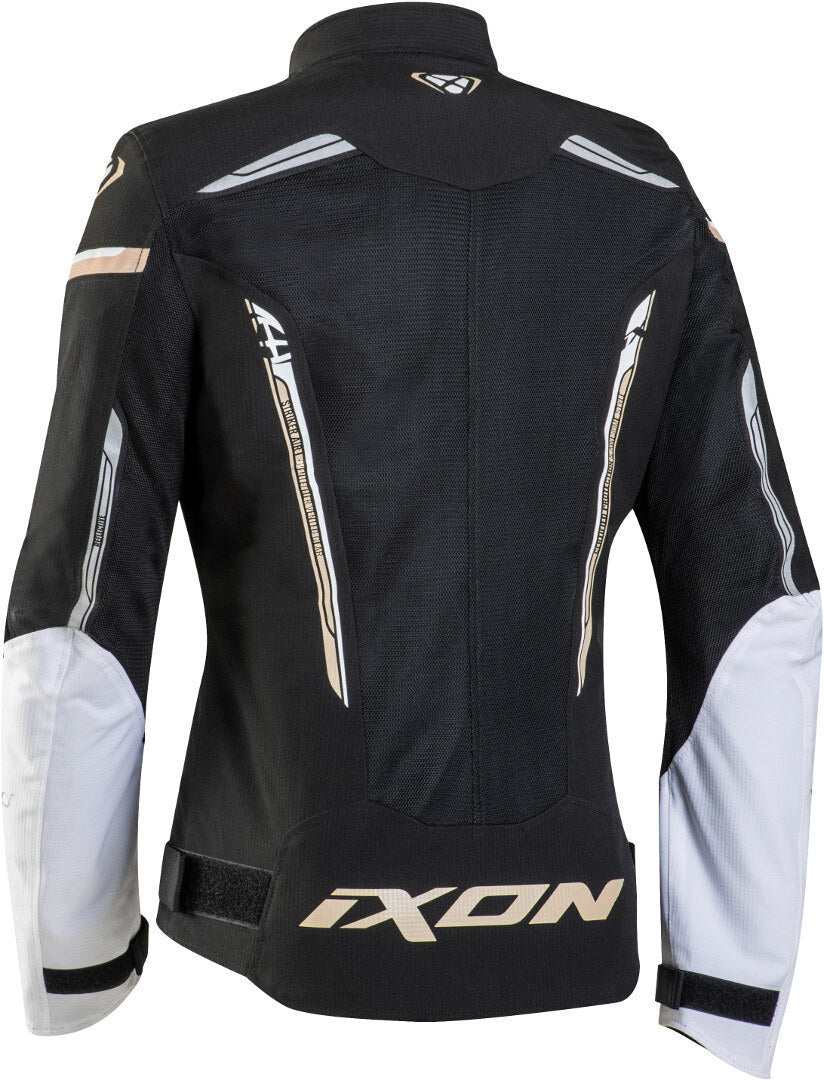 IXON STRIKER AIR LD Mujer Textil Moto Chaqueta Negro Blanco Oro