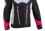 IXON STRIKER AIR L Niños Textil Moto Chaqueta Negro, Blanco Fucsia