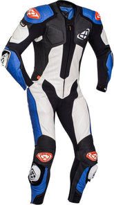 IXON VENDETTA EVO 1 PIEZA HOMBRE MOTO TRAJE DE CUERO NEGRO BLANCO AZUL