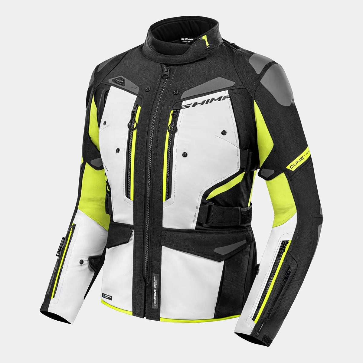 SHIMA DUNE TEXTILE JAQUETES DE MOTO SENYORA NEGRE BLANC GROC