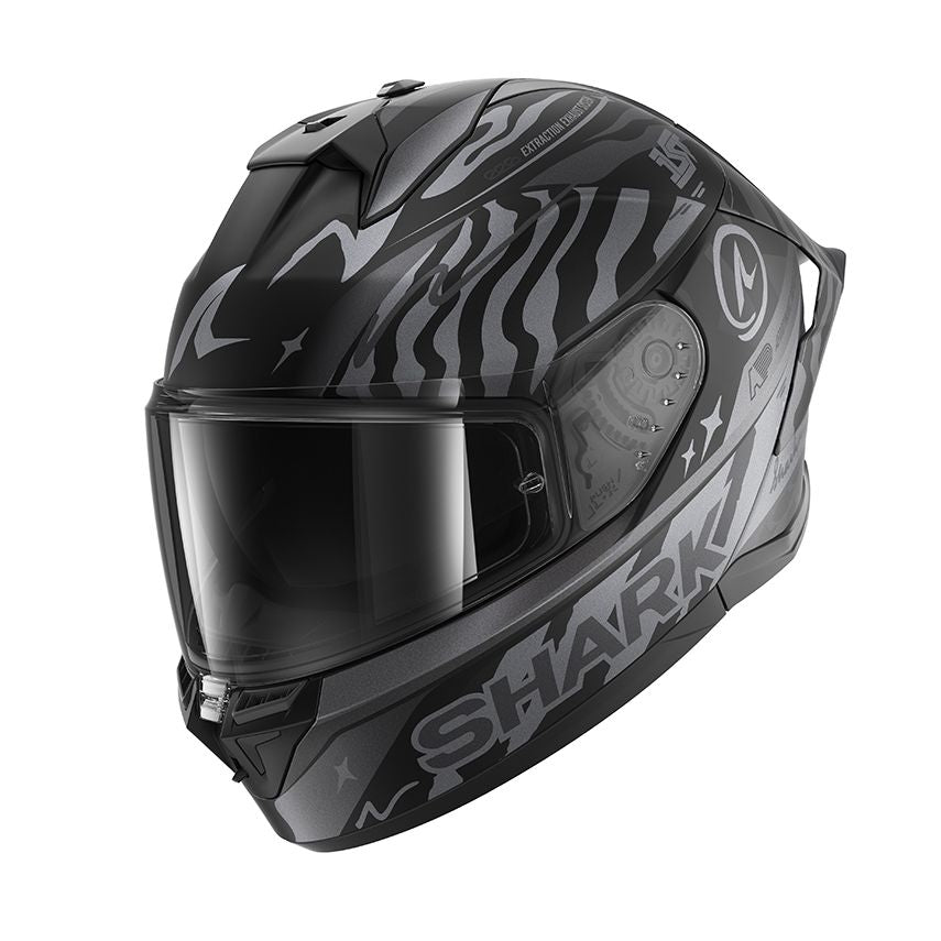 SHARK  SKWAL CUP SPEED-FANCY Mat NEGRO Anthra  Plata Casco De Moto