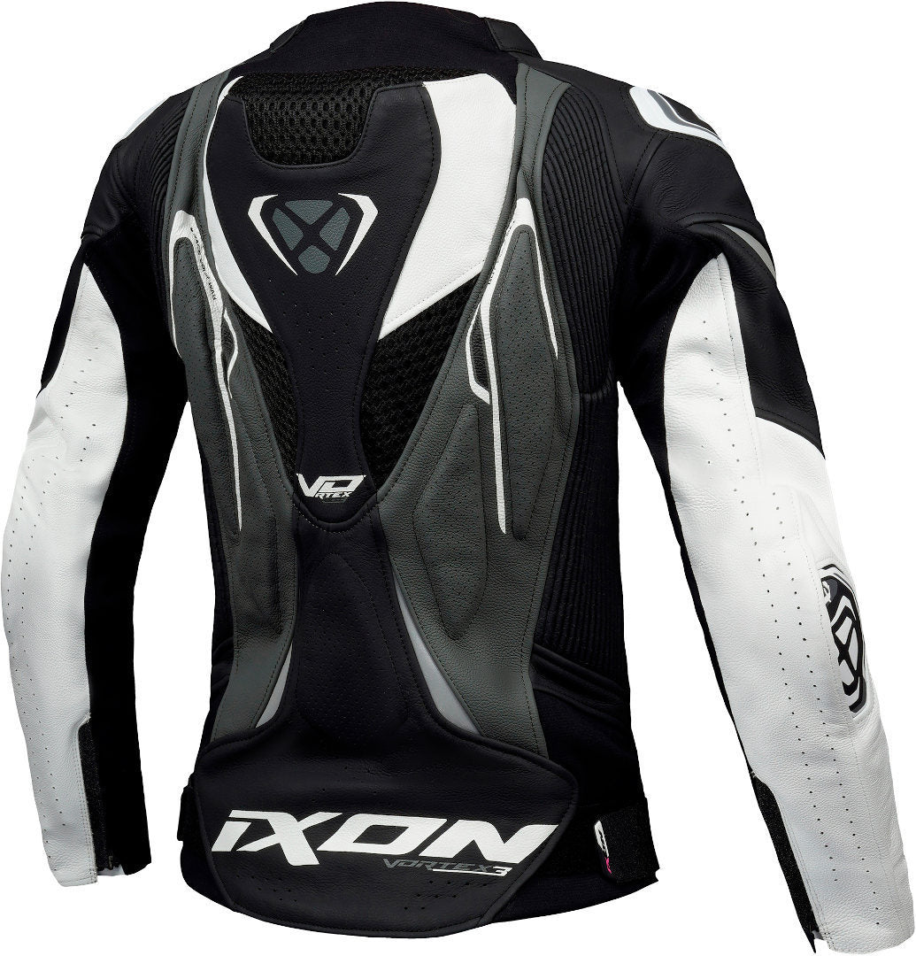 IXON VORTEX 3 Mujer Carreras Cuero Chaqueta Negro Antracita Blanco