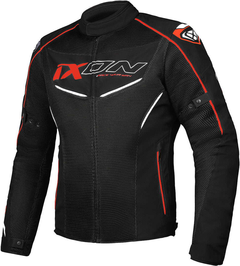IXON FLICKER Moto Textil Hombre Chaqueta Negro Blanco Rojo