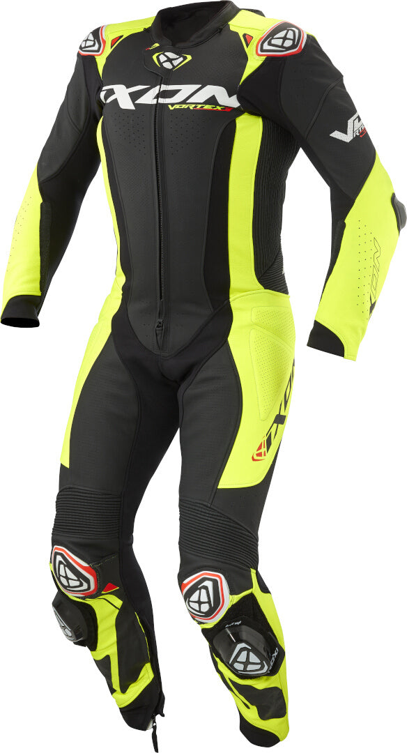 IXON VORTEX 3 HOMBRE 1 PIEZA MOTO CARRERAS TRAJE DE CUERO NEGRO AMARILLO