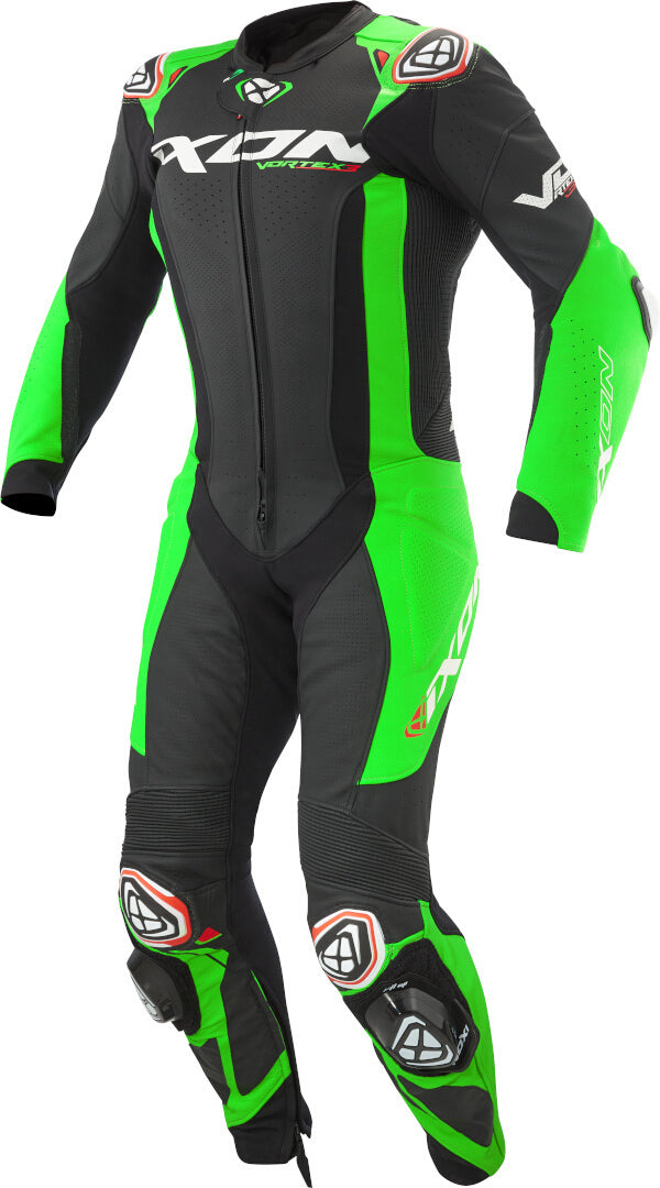 IXON VORTEX 3 HOMBRE 1 PIEZA MOTO CARRERAS TRAJE DE CUERO NEGRO VERDE