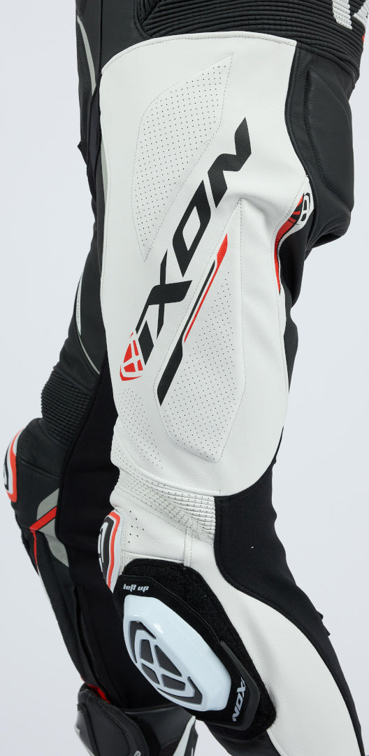 IXON DEMONIO 1 PIEZA HOMBRE MOTO TRAJE DE CUERO NEGRO BLANCO ROJO