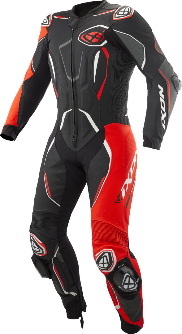 IXON DEMONIO 1 PIEZA HOMBRE MOTO TRAJE DE CUERO NEGRO ROJO BLANCO
