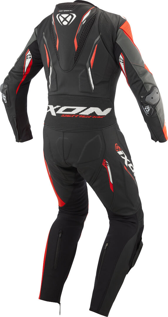 IXON DEMONIO 1 PIEZA HOMBRE MOTO TRAJE DE CUERO NEGRO ROJO BLANCO