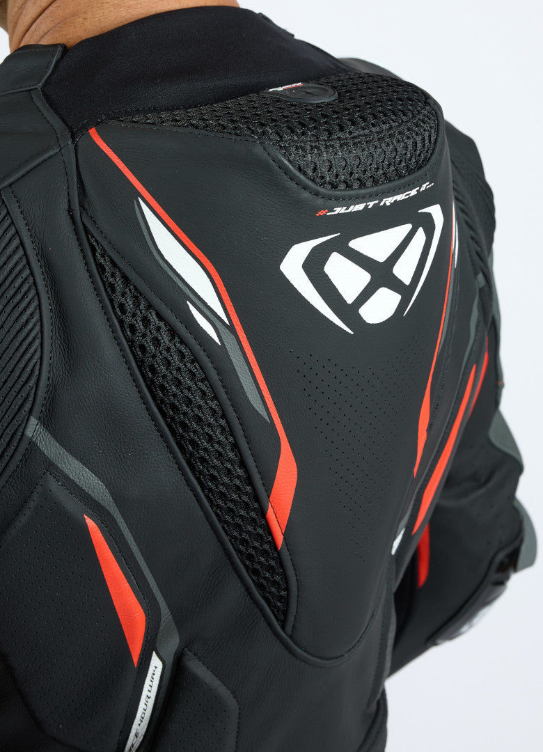 IXON DEMONIO 1 PIEZA HOMBRE MOTO TRAJE DE CUERO NEGRO ROJO BLANCO