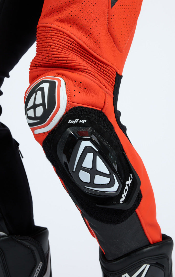 IXON DEMONIO 1 PIEZA HOMBRE MOTO TRAJE DE CUERO NEGRO ROJO BLANCO