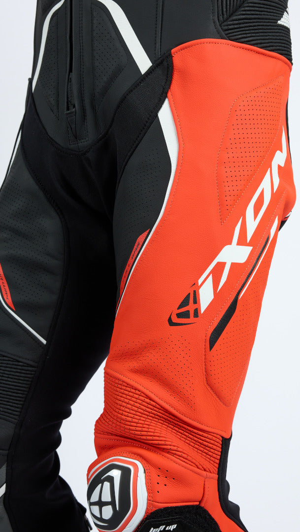 IXON DEMONIO 1 PIEZA HOMBRE MOTO TRAJE DE CUERO NEGRO ROJO BLANCO