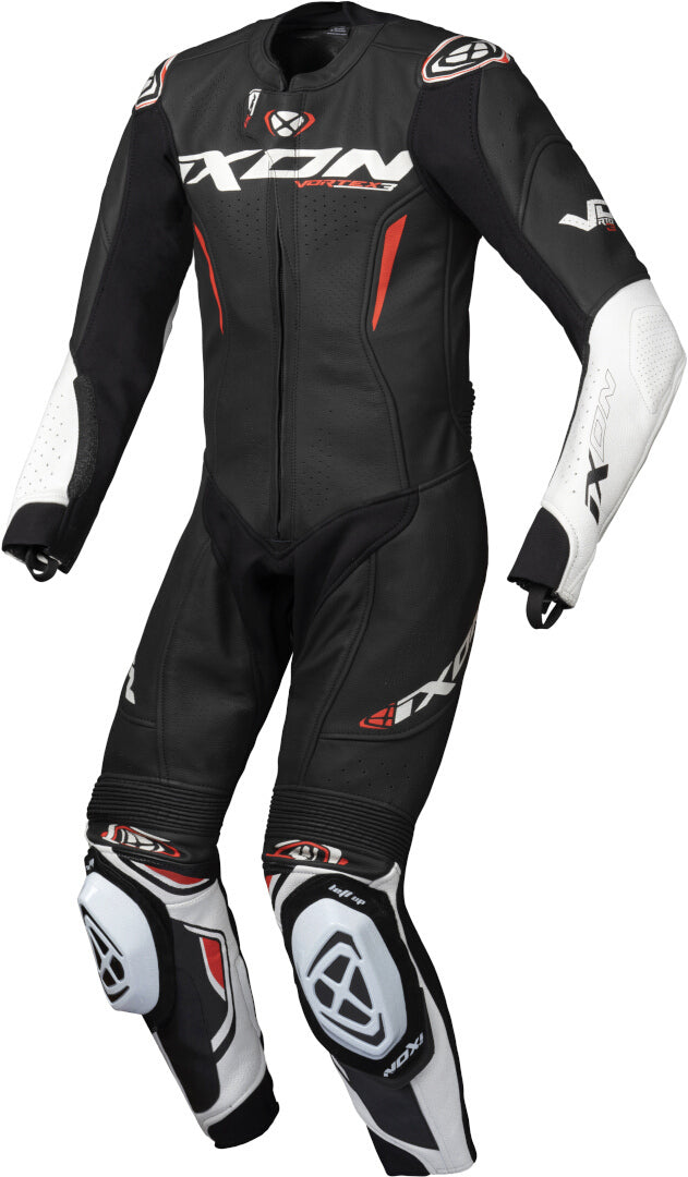 IXON VORTEX 3 NIÑOS 1 PIEZA MOTO TRAJE DE CUERO NEGRO BLANCO