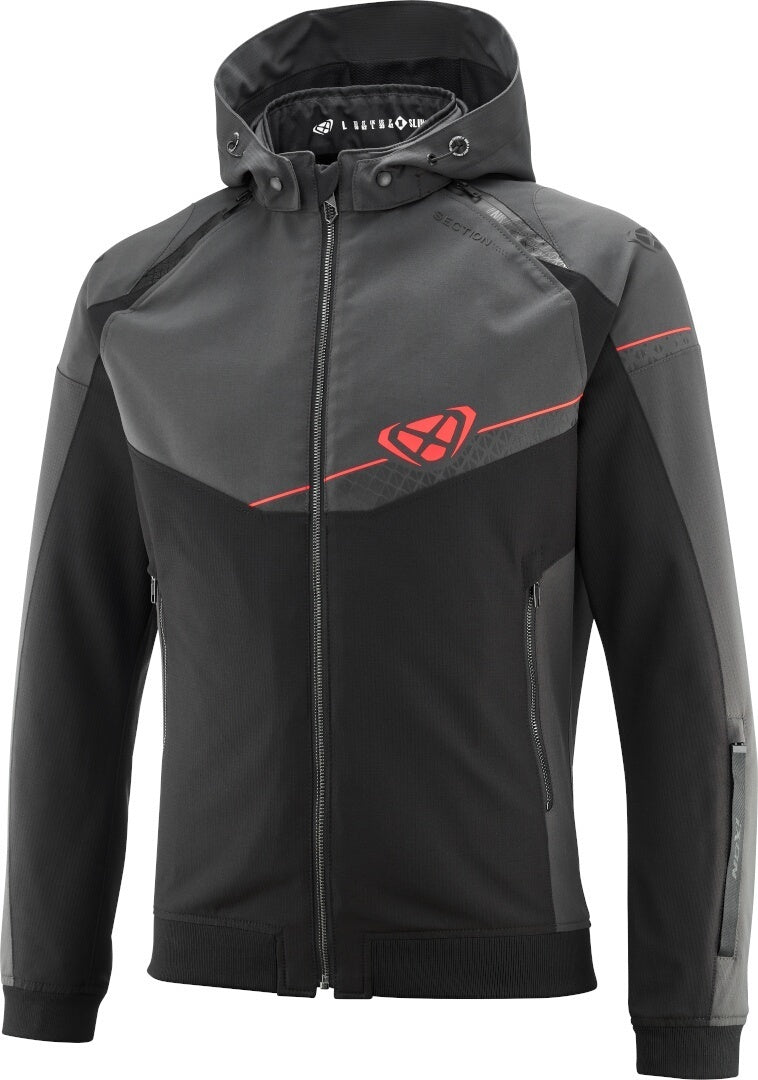 IXON SECTION Hombre Verano Moto Textil Chaqueta Negro/Antracita/Rojo