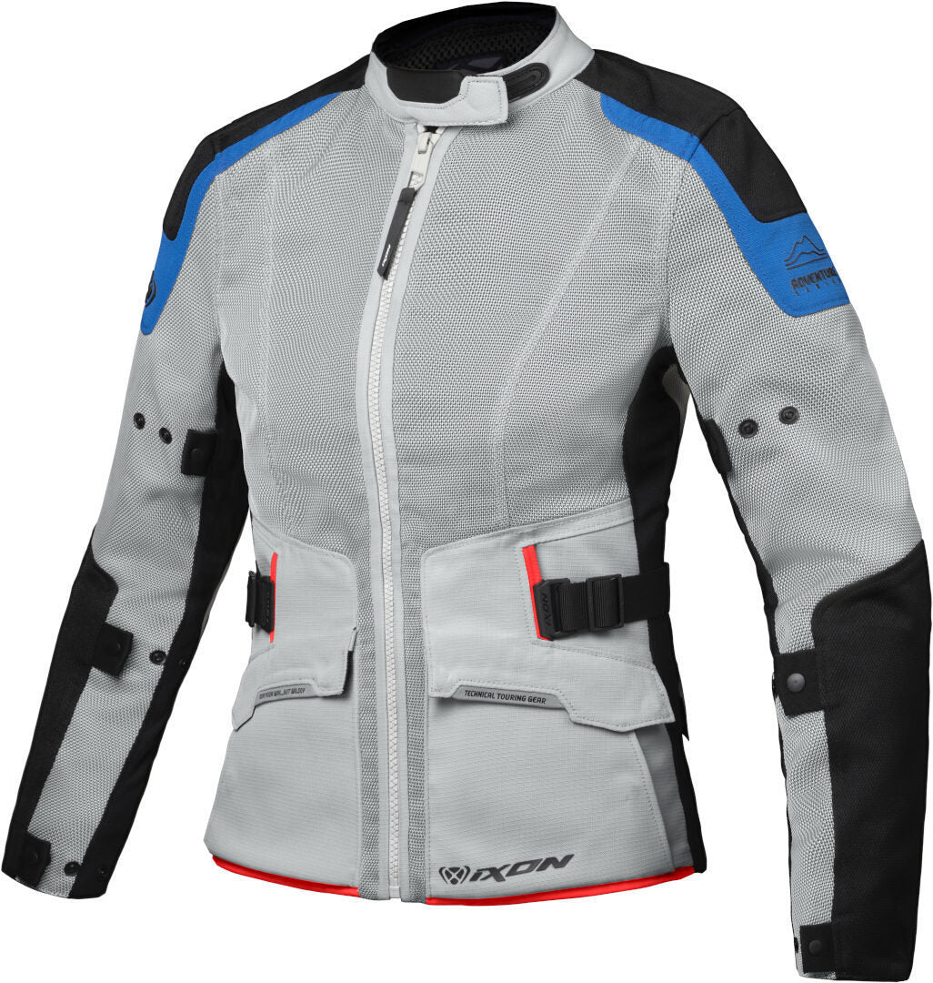 IXON M-NJORD Mujer Textil Chaqueta Gris Claro Azul Rojo Brillante