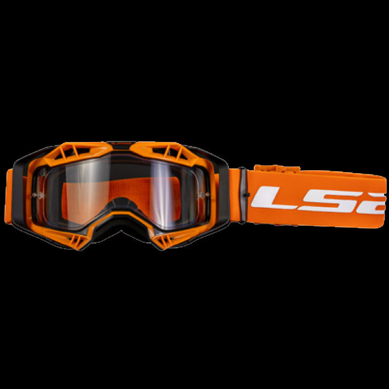 LS2- AURA GOGGLE BLACK HIV ORANGE WITH CLEAR VISOR - SECURTEX MOTOR S.L (t/a MaximoMoto)
