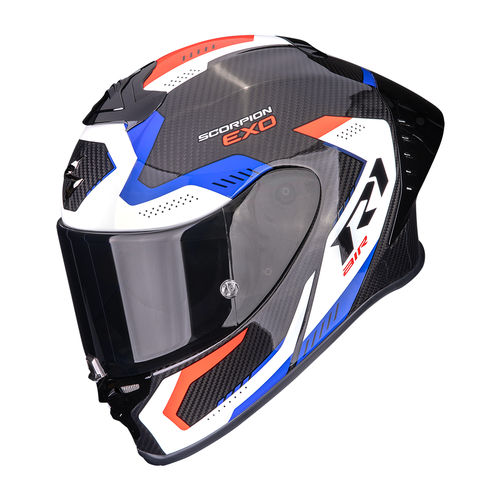 SCORPION EXO R1 EVO CARBON AIR PROPEL GLOSSY CASCO INTEGRAL DE MOTO NEGRO BLANCO ROJO