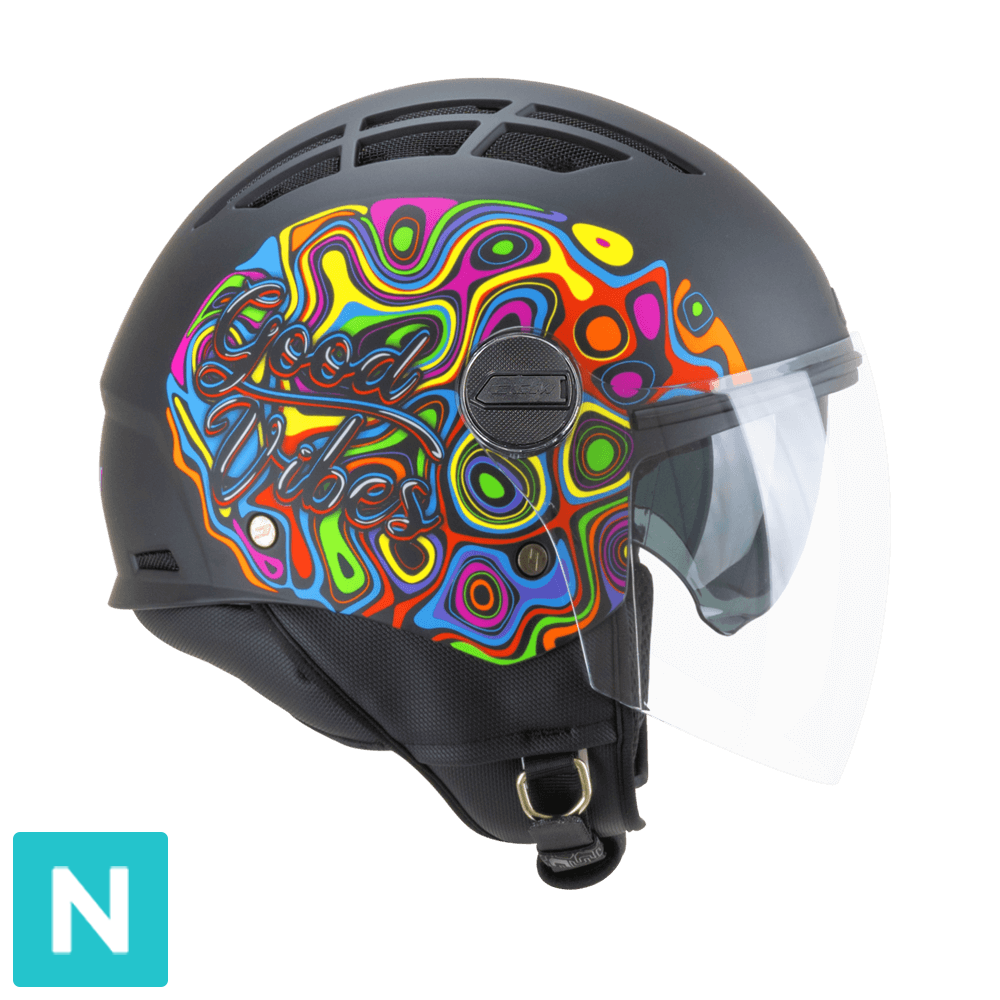 CGM 116X AIR CITY CASCO JET DE MOTO NEGRO AZUL VERDE