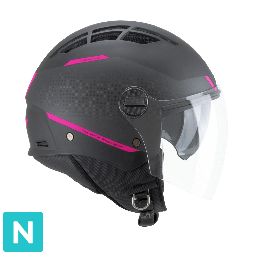 CGM 116X AIR CITY CASCO JET DE MOTO NEGRO FUCSIA