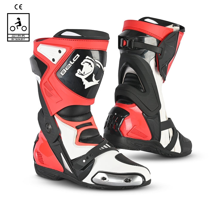 BELA - Botas Piel Race Pro (R-6) Blanco/Negro/Rojo - SECURTEX MOTOR S.L (t/a MaximoMoto)