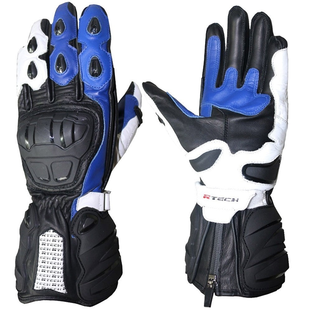 R-TECH - Guante Piel Hawk Negro/Azul