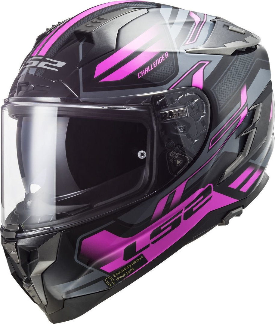 LS2 FF327 CHALLENGER SPIN TITANIUM FLUO PINK - SECURTEX MOTOR S.L (t/a MaximoMoto)