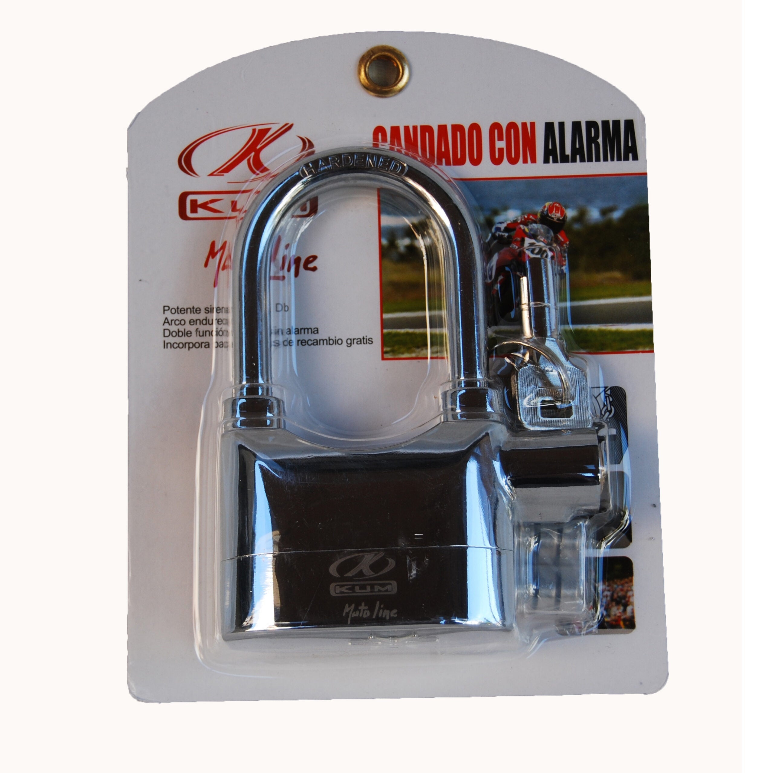 KUM ANTIRROBO CANDADO ALEACION ZINC ALARMA CROMADO - TU - Accesorios
